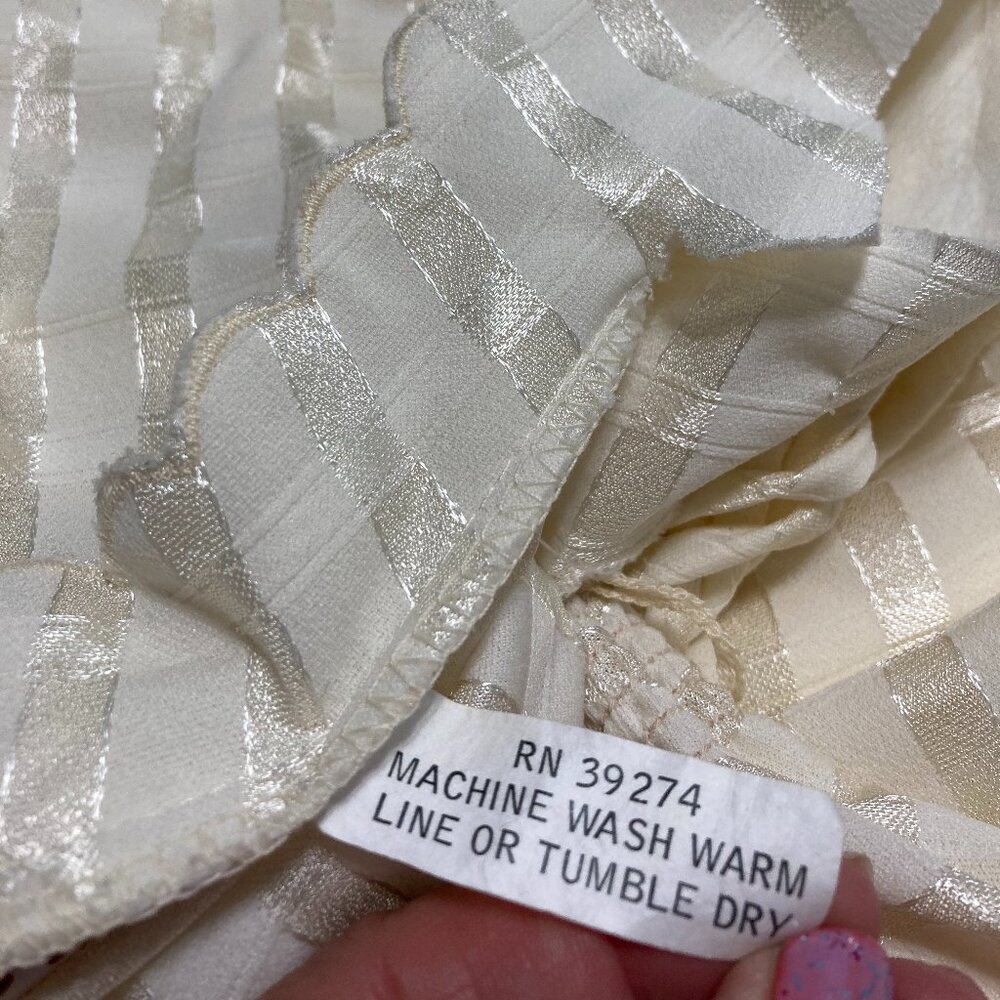 Vintage Sally Petite Knee Length Dress Sheer Coquette Fairy Unlined Cream Dainty - Picture 7 of 11